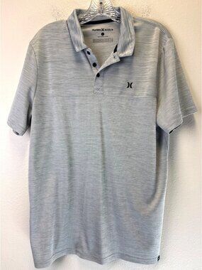 Hurley Mens Gray Polo Shirt Large Lightweight Short Sleeve Golf Business Casual